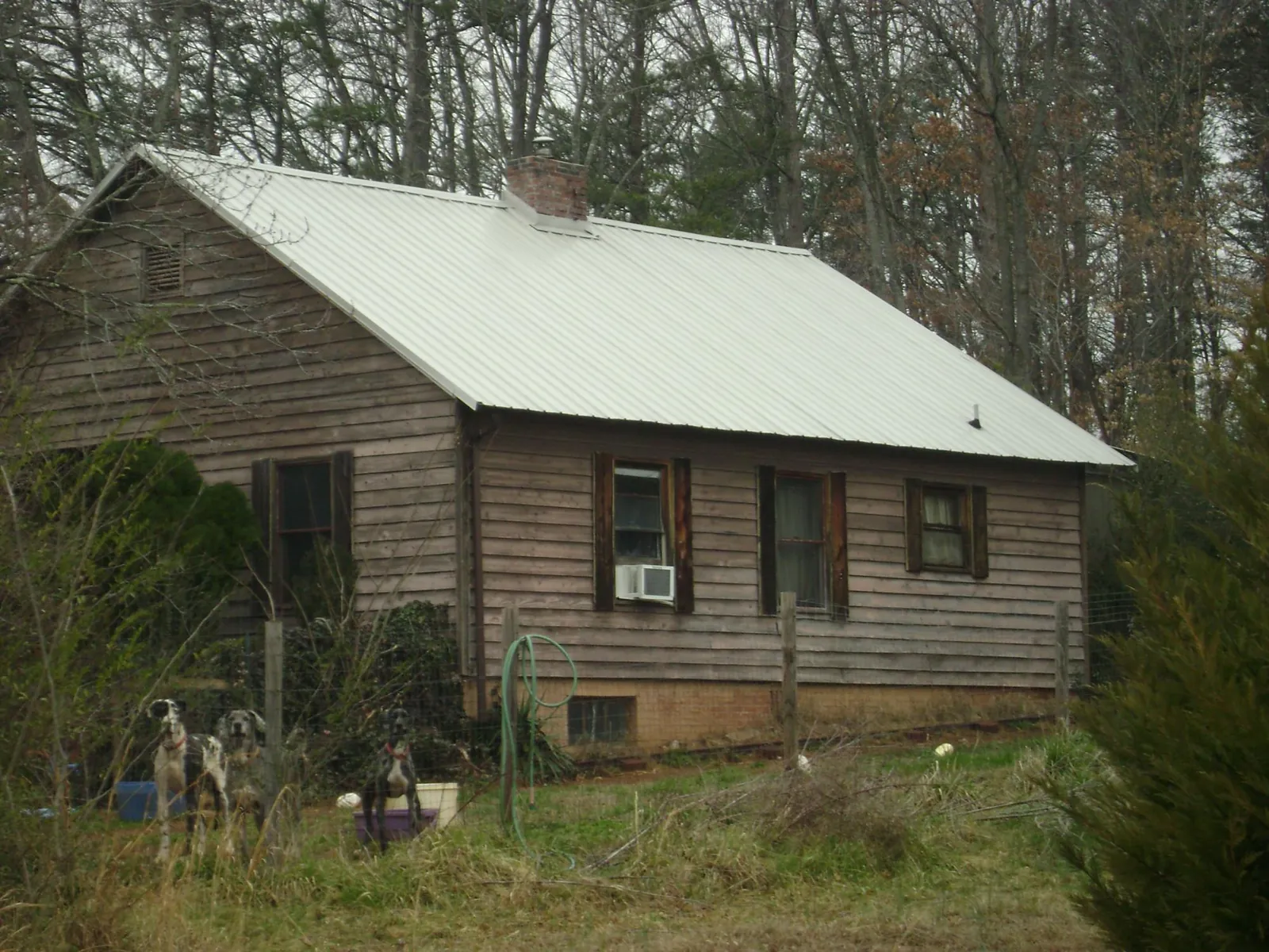 White metal roof on an old wood sided farmhouse, from a Metal Roof Installation job in Smithtown